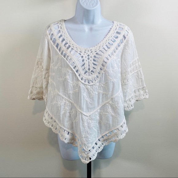 Beautiful Love J Off The Shoulder Boho Chic Crochet Smock Top Size M - Picture 2 of 10